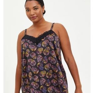 Torrid Satin & Lace Sleep Cami With Skulls, size 4x